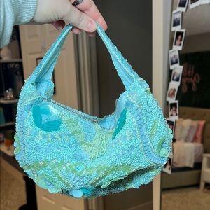 Rare Viral Trending Beaded Aqua Handbag